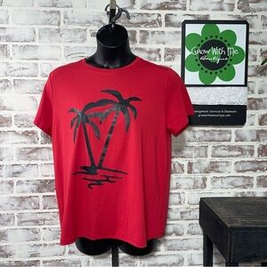 Red Palm Tree Graphic T-Shirt
